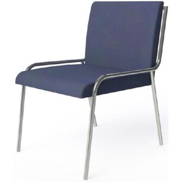 Imagem de Cadeira Alana Azul Escuro Estofada Estrutura Aco Cromado - 41039 - Sun