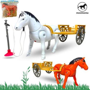 Imagem de Cavalinho Brinquedo Com Carroça Anda Animal Cavalo Infantil - Europio