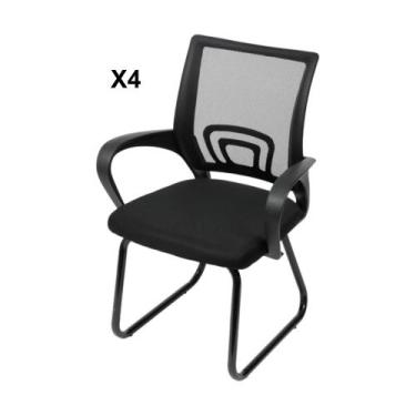 Imagem de Cadeiras Escritorio Tok Fixa Baixa Cor Preta 4 Unidades - Or Design