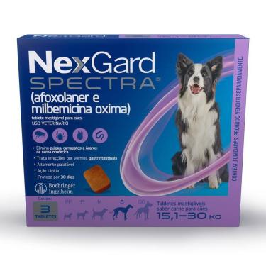 Imagem de NexGard Spectra Anti Pulgas e Carrapatos para Cães de 15,1 a 30kg 3 Tablete Mastigável