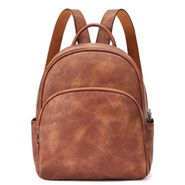 Imagem de Telena Bolsa de mochila para mulheres designer meninas linda mini mochila de couro bolsas de ombro de viagem casual, Brown, Small Size
