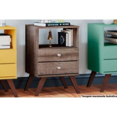 Imagem de Mesa Lateral p/ Sala RT3103 c/ 2 Gavetas Rustico - Movelbento