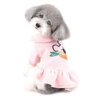 Imagem de Ranphy Vestido de algodão para cães pequenos roupas quentes para animais de estimação vestidos de princesa filhote de cachorro camisa saia geral roupa suéter festa aniversário Natal Páscoa fantasia