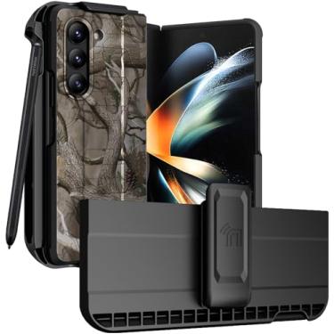 Imagem de Capa com clipe e compartimento para caneta S para Galaxy Z Fold 5 5G, capa tática Nakedcellphone e suporte de visualização de coldre de quadril combo para telefone Samsung Z Fold5 (SM-F946U, 2023) -