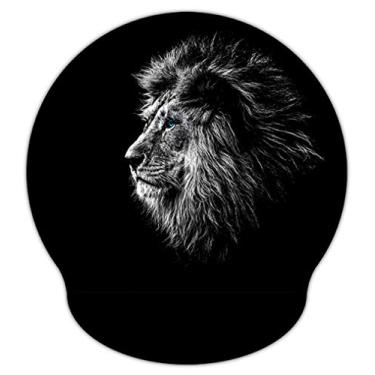 Imagem de Mouse pad com espuma de memória RICHEN com suporte de pulso, mouse pad ergonômico com descanso de pulso, base de borracha antiderrapante para laptop e Mac, descanso leve para casa, escritório e viagem (leão)