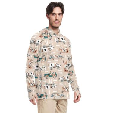 Imagem de Camisa de sol masculina com capuz manga comprida com capuz FPS 50 + camiseta masculina Rash Guard com capuz, Desenho de carro, M