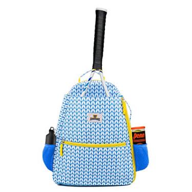 Imagem de Thorza - Mochila de Tênis Feminina - Bolsa Leve para Raquete de Tênis com 2 Raquetes, Bolas e Equipamentos Esportivos - Azul Claro com Detalhes Amarelos