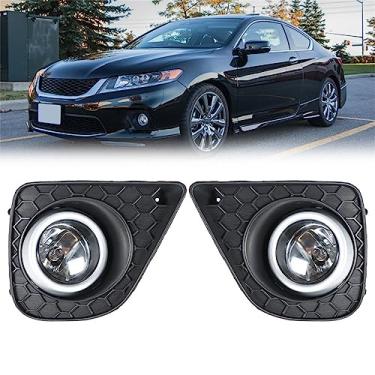 Imagem de Silscvtt 2 peças de substituição de faróis de neblina para Honda Accord Coupe 2013-2015, lentes transparentes com lâmpadas e biséis, farol de neblina para dirigir lado esquerdo + lado direito (passageiro e lado do motorista)