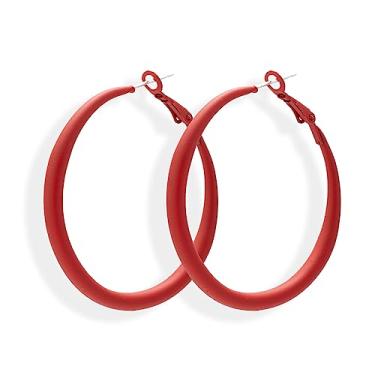 Imagem de Brincos de argola coloridos para mulheres e meninas brincos de verniz para assar lindos brincos de doces joias para mulheres 5 cm/1,96", Metal, Sem pedra preciosa