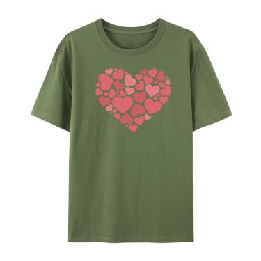 Imagem de Camiseta Love Graphic para amigos Love Funny Graphic para homens e mulheres para o amor, Verde militar, M