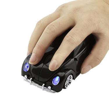 Imagem de PloutoRich Mouse sem fio de 2,4 GHz em forma de carro esportivo legal 1200DPI menos ruído, mouse USB portátil sem fio para PC, laptop, notebook, presente infantil (preto)