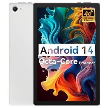 Imagem de Lville Tablet, tablet Android 14, tablet Android Octa-Core, 8 (4+4) RAM 32 ROM Tablet Android, tablet de 10 polegadas com, câmera dupla, carregamento rápido (branco)