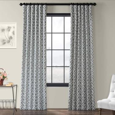 Imagem de HPD Half Price Drapes Cortinas de algodão impressas para decorações de quartos 127 x 274 cm (1 painel), PRCT-D07C-108, Cinza Martinique