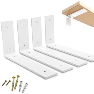 Imagem de rio design99 – 15cm - mão francesa cantoneira invertida – branca – ferro aço suporte para prateleira reforçada resistente industrial madeira bancada estante – 150mm