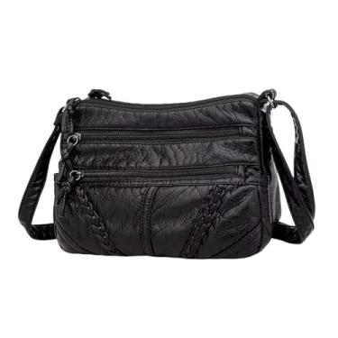 Imagem de TOKSHOP Bolsa Feminina Transversal em Couro PU Premium com Várias Divisórias (Preto)