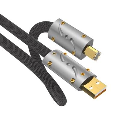 Imagem de Viborg UC01 Cabo USB HiFi banhado a prata, cabo USB de cobre 3,3 FT/1M tipo A a B, cabo USB audiófilo A-B DAC decodificador cabo de dados para impressora