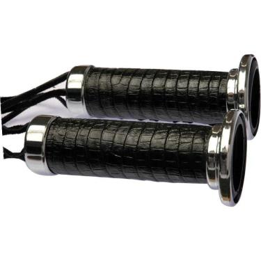 Imagem de Manopla Para Motos Custom Couro Preto 25Mm 1 Universal