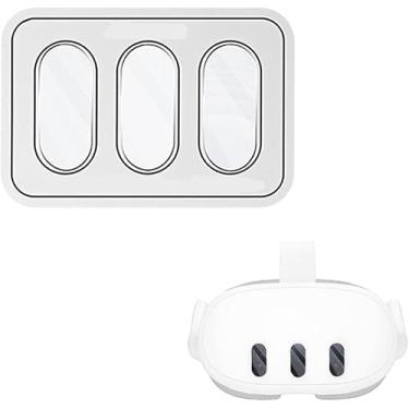 Imagem de Conjunto de protetor de lente de câmera branca para Meta Quest 3, para unidade de cabeça Meta Quest3, filme temperado host, película protetora HD translúcida de vidro temperado, acessórios de