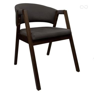 Imagem de Cadeira de Jantar Estofada Madeira com Braço Ravena Marrom Café CCS