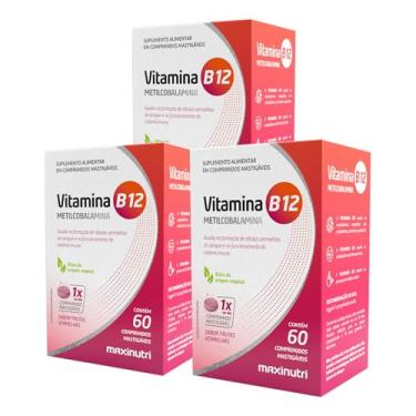 Imagem de Kit 3 Vitamina B12 Mastigável Metilcobalamina 60 Comprimidos Sabor Frutas Vermelhas Chikweb