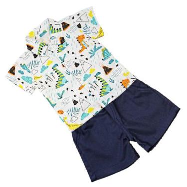 Imagem de Conjunto Infantil Bebê Menino Mauricinho Camisa Social Mais Shorts Tem