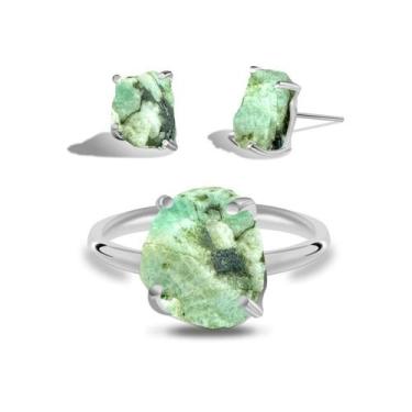 Imagem de Conjunto de Esmeralda - Cristal Natural, Prata 925