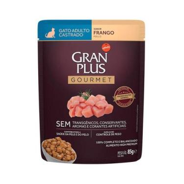 Imagem de Ração Úmida Gran Plus Sachê Gatos Gourmet Castrados Frango - 85g - GRA