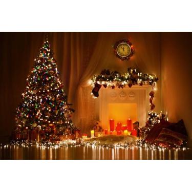 Imagem de Painel de Lona Natal Lareira Quase Meia Noite - Fabrika de Festa, 200x