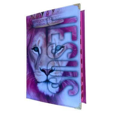 Imagem de Biblia Ntlh Leão Jesus Pink Sbb - Capa dura acolchoada com índice - CE