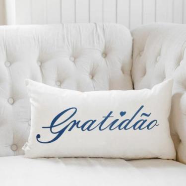 Imagem de Almofada Algodão Retangular Serigrafada 30x50cm Gratidão Azul - FASTLA
