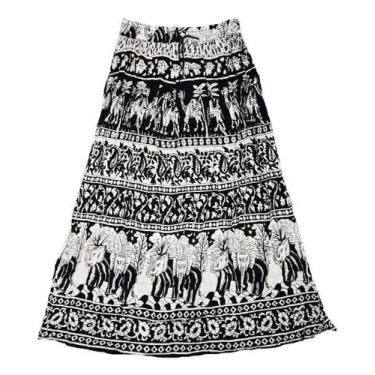 Imagem de Saia Indiana Cigana Maia Longa - Preto Branco 2 Tam. P - India Fashion