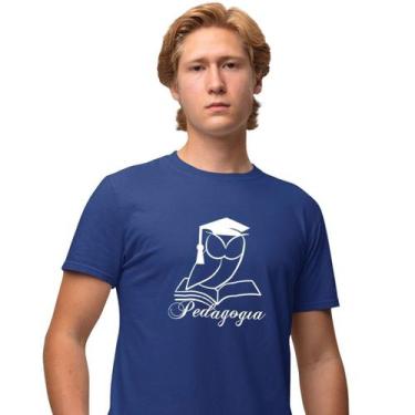 Imagem de Camisa Camiseta Masculina Estampada Pedagogia Coruja 100% Algodão Fio 