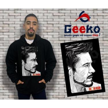 Imagem de Moletom Canguru Masculino Tony Stark Homem de Ferro Iron Man Geeko, Pr