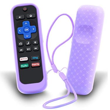 Imagem de Capa para controle remoto Roku, capa para Hisense / TCL Roku TV Steaming Stick / Express Universal substituição de capa de silicone com cordão que brilha no escuro