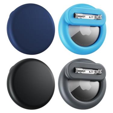 Imagem de Compatível com Air Tags - Pacote com 4 unidades Apple Kids Hidden, para AirTag Suporte para Crianças Oculto com Pino Invisível, para Crianças, Idosos, Bagagem, Roupas (Preto, Cinza, Azul Marinho, Azul