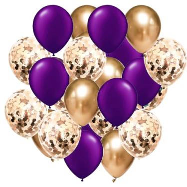 Imagem de Balões de confete de ouro roxo para decorações de aniversário roxas para mulheres/balões de látex de ouro rosa clássico de 30 peças para decoração de festa roxa casamento ouro rosa decorações de formatura 2021