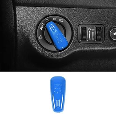 Imagem de Jimen Para Dodge Challenger 2015+, para Dodge Charger 2010+, para Dodge Durango/Chrysler 300C 2011+, capa de acabamento de botão de interruptor de farol (azul escuro)
