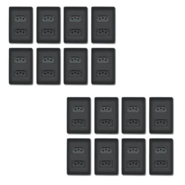Imagem de Kit 8 Tomadas Duplas 10a + 8 Tomadas Duplas 20a Preto - Fame