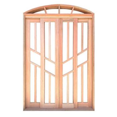 Imagem de Porta Balcão de Correr de Madeira Padrão Cedro Diamante em Arco Batent