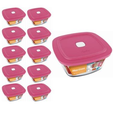 Imagem de Pote Vidro Quadrado Facilita Marmita 500ML Marinex 10Un - NADIR FIGUER