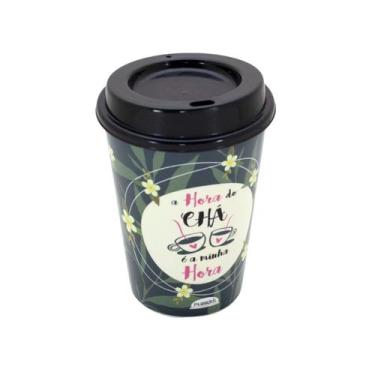 Imagem de Copo Café 320 ml Temas Divertidos Com Tampa Plástico Plasútil, Hora do
