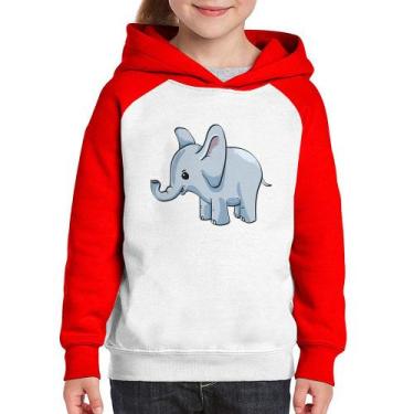 Imagem de Moletom Infantil Elefante Bebê - Foca na Moda, Branco, Vermelho, 6