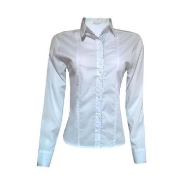 Imagem de Camisa Social Feminina Manga Longa Branco - Lojas Vicenttino, GG