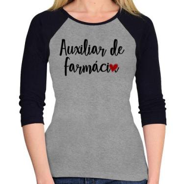 Imagem de Baby Look Raglan Auxiliar de Farmácia por Amor Manga 3/4 - Foca na Mod