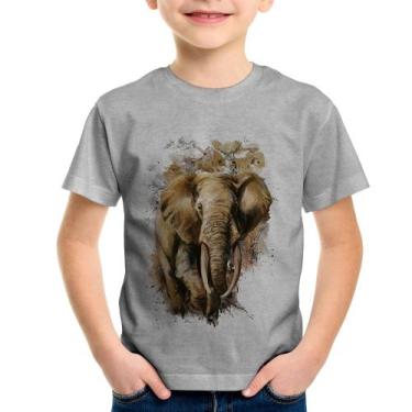 Imagem de Camiseta Infantil Elefante Watercolor - Foca na Moda, Cinza, 14