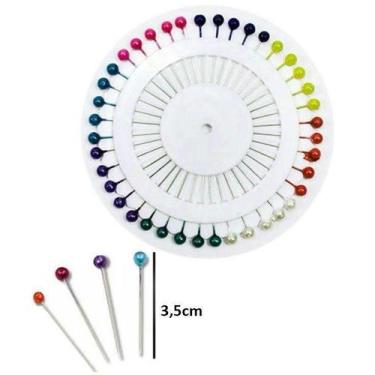 Imagem de Alfinete Coloridos Para Costura Kit Com 2 Discos Com 40 Unidades Cada 
