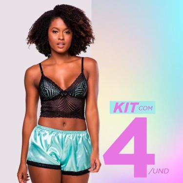 Imagem de Kit Baby Dool Pijamas Cetim C/Renda Luxo Shot Dool Atacado 4 Un Revend