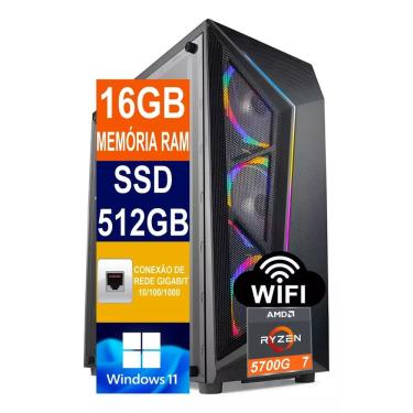 Imagem de Computador Tech Power AMD Ryzen 7 5700g, SSD 512GB Nvme M.2, 16GB De Memória DDR4, WINDOWS 11 Pro