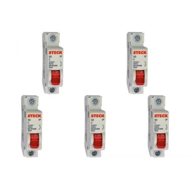 Imagem de Kit C/5 - Disjuntor Steck Din Unipolar 04A   Sdd61C04
