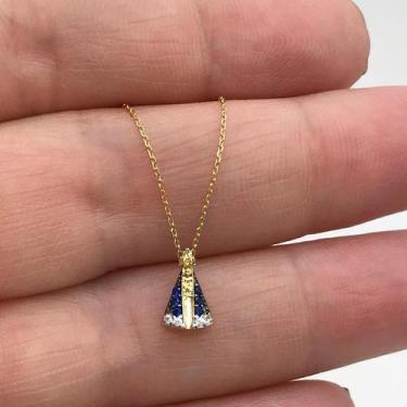 Imagem de Colar Pingente Ouro 18k Nossa Senhora com Pedras com CORRENTE k040K100